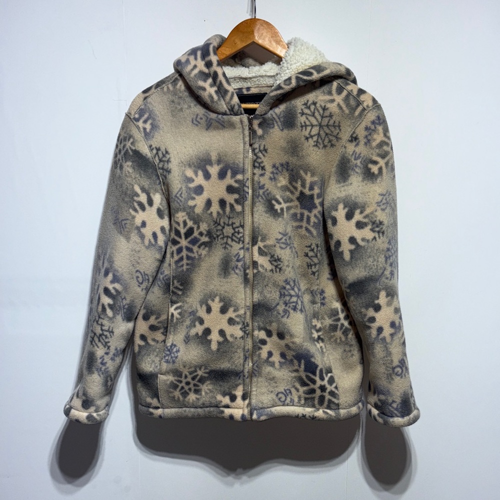 outbrook vintage women's fleece sherpa lined hooded full zip jacket size M